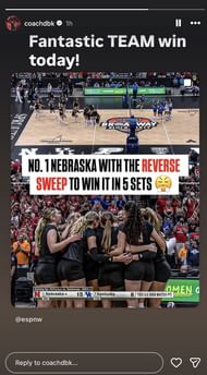 Busboom Kelly reacts to the team's incredible victory | Instagram@coachdbk